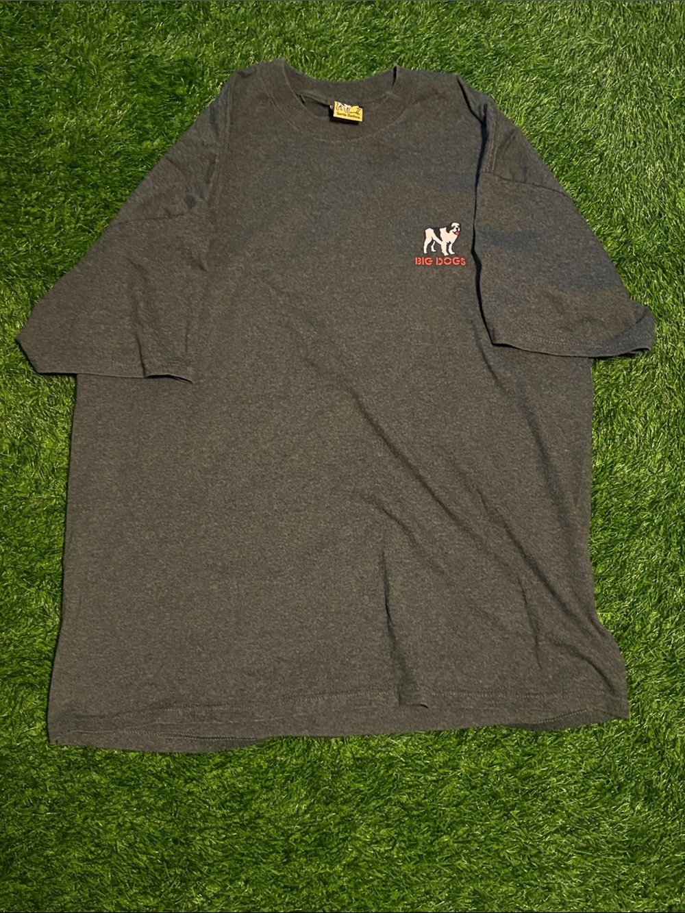 Vintage Big Dogs Double-Sided Charcoal Short Sleeve Tee with Small Red Logo XL